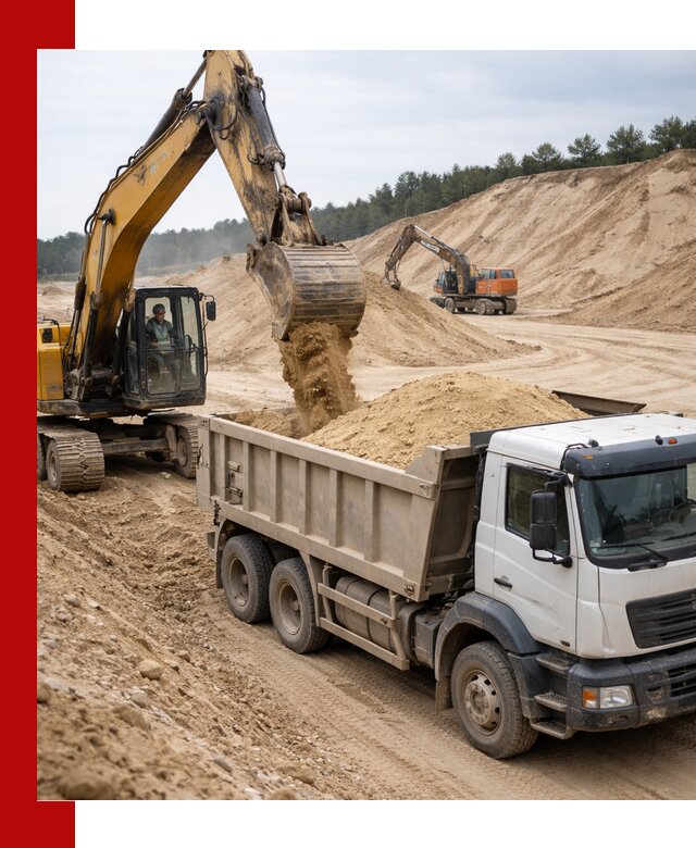 Доставка карьерного песка с самосвалами и разгрузкой в Краснодаре