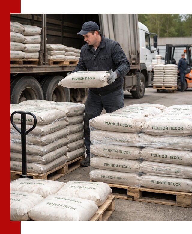 Речной песок в мешках с доставкой в Краснодаре