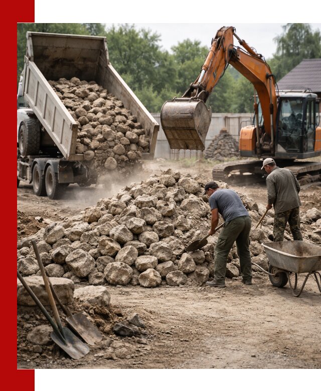 Доставка и разгрузка бутового камня в Краснодаре