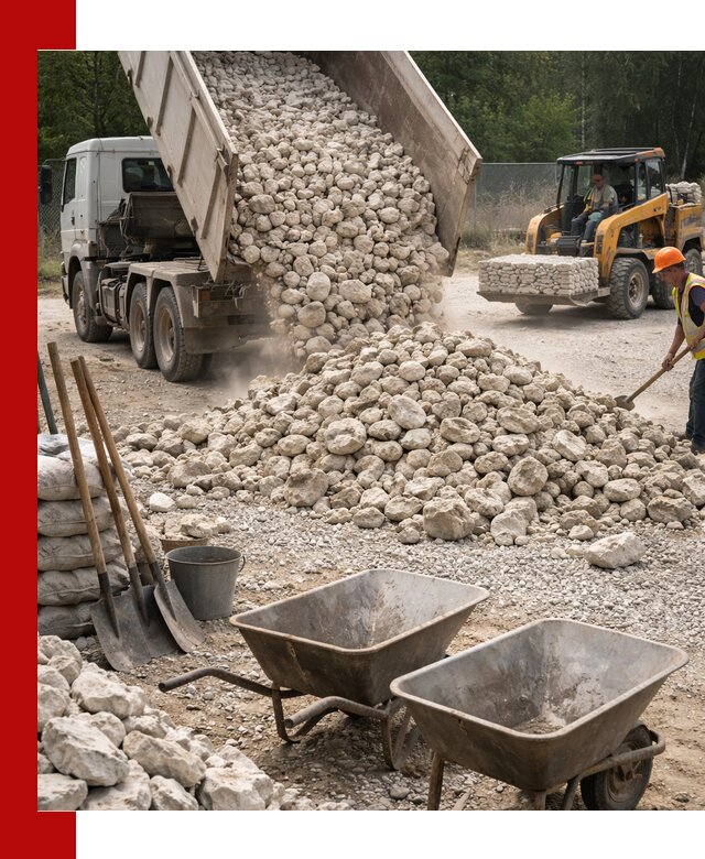 Доставка и продажа бутового известнякового камня в Краснодаре