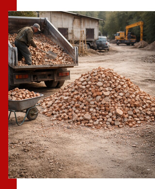 Доставка и подушка из боя кирпича с разгрузкой в Краснодаре