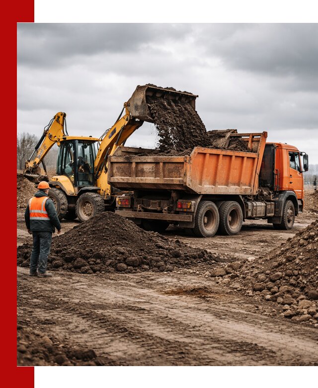 Вывоз грунта и строительного мусора в Краснодаре грузовыми самосвалами