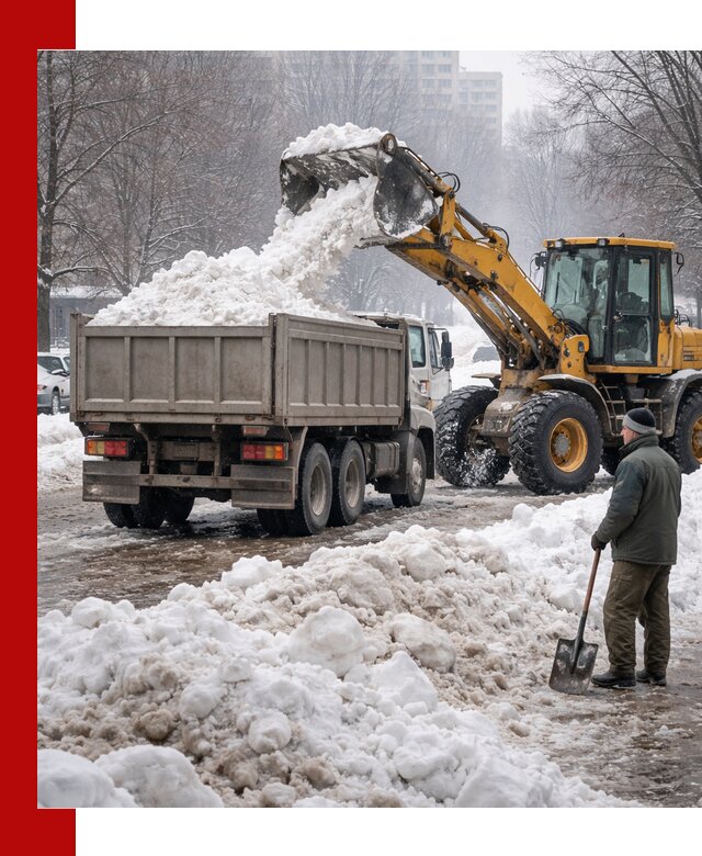 Вывоз снега грузовой техникой в Краснодаре оперативно и чисто