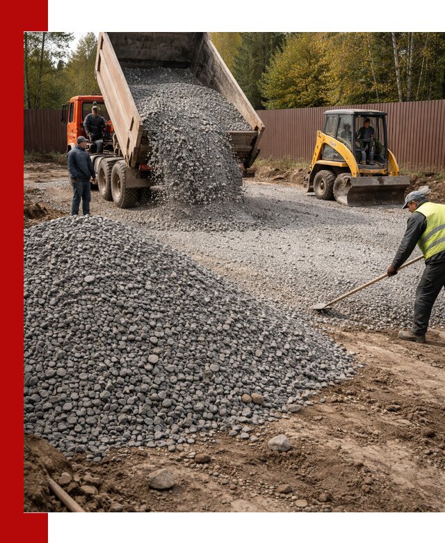 Отсыпка участка щебнем с доставкой и уплотнением в Краснодаре